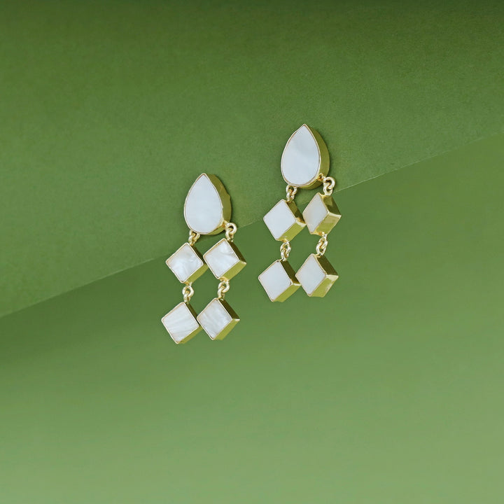 Alaya Drop And Diamond MOP Earring