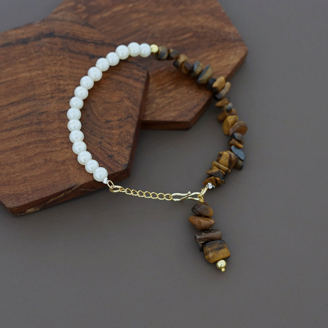 Omaya Raw Stone Pearl Bracelet