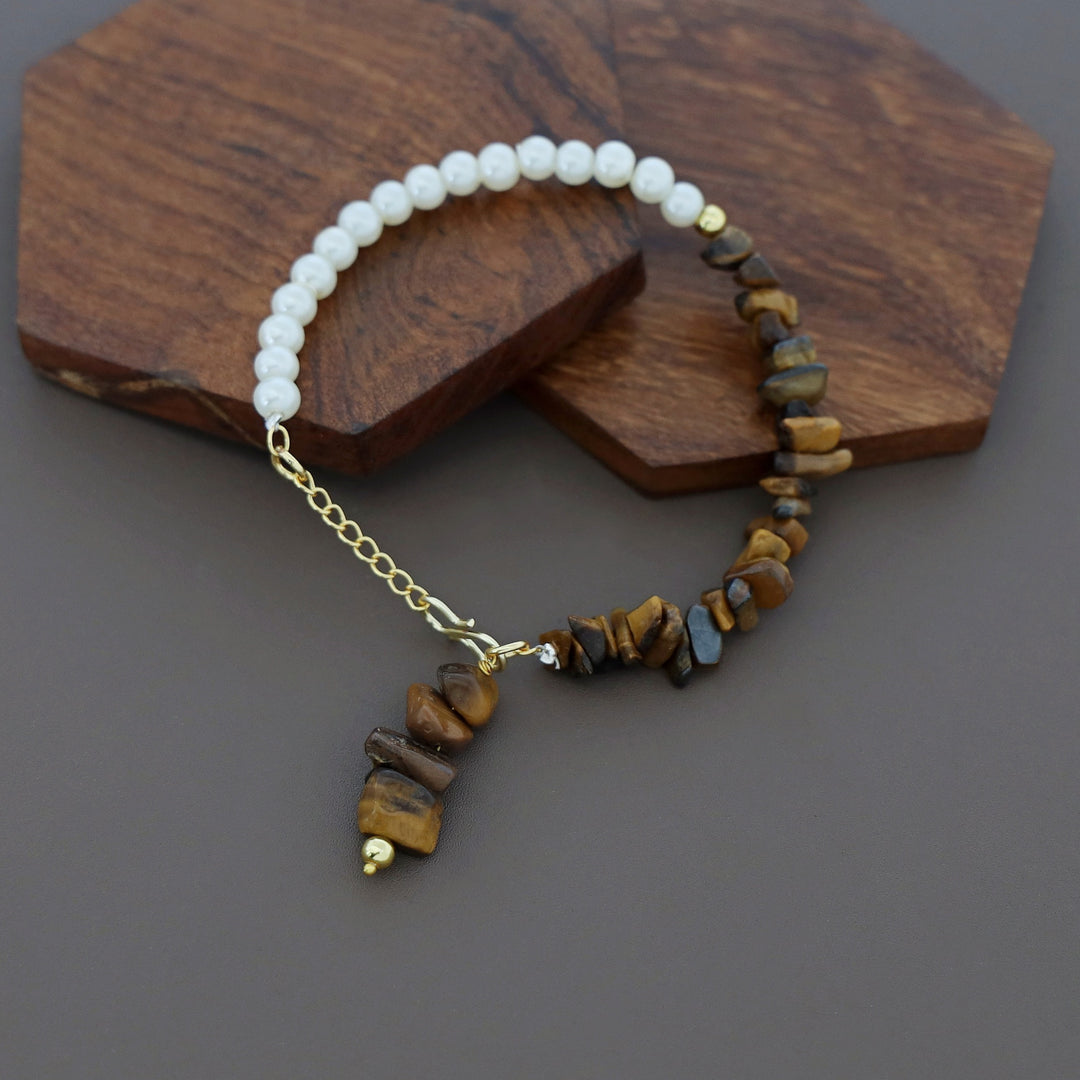 Omaya Raw Stone Pearl Bracelet