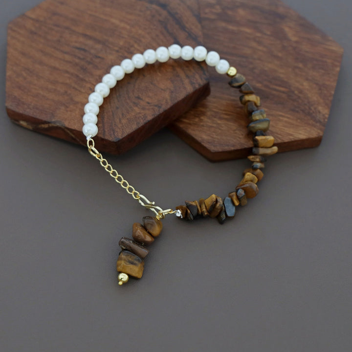 Omaya Raw Stone Pearl Bracelet