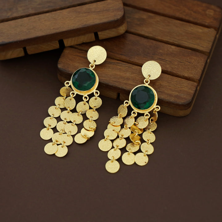 Niya Golden Circle Glossy Stone Earring