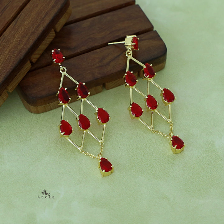 Lena Golden Drop Glossy Stone Earring