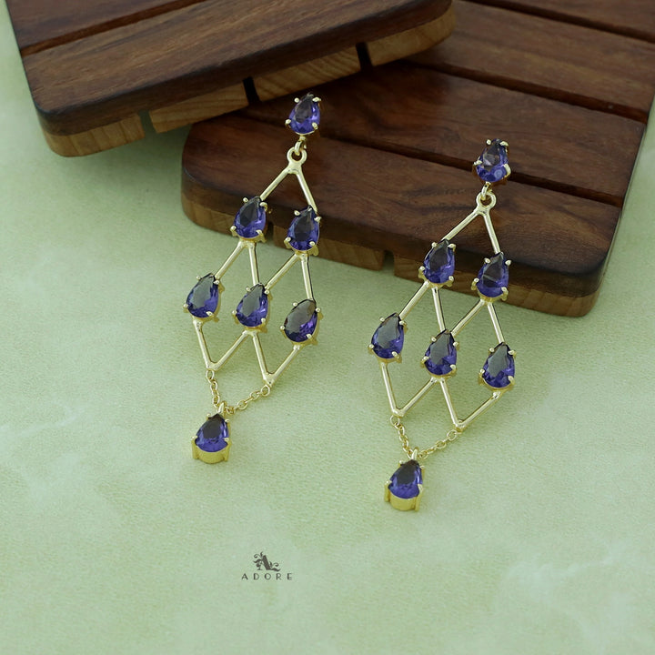 Lena Golden Drop Glossy Stone Earring