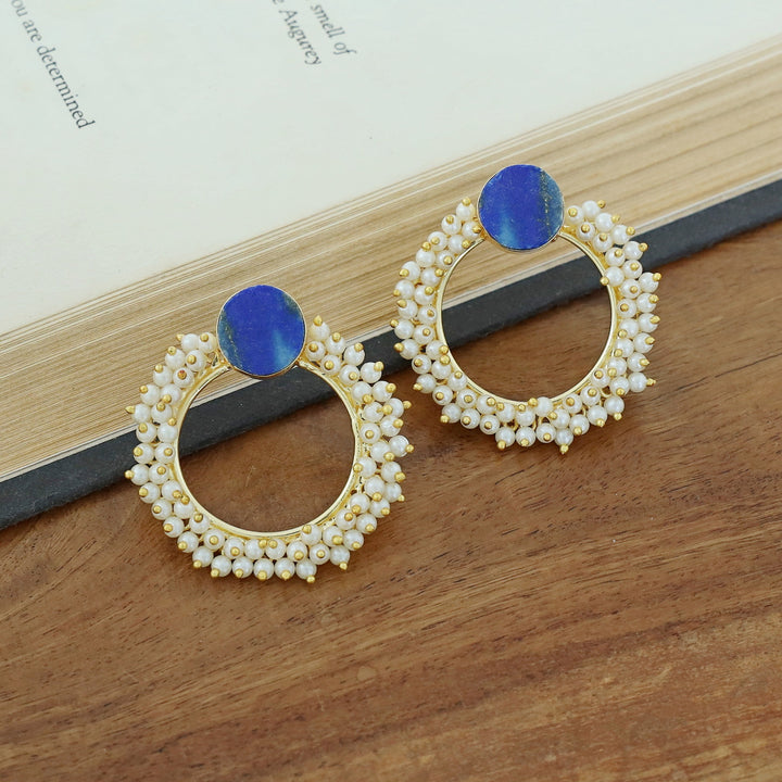 Orbitary Raw stone cluster pearl earring