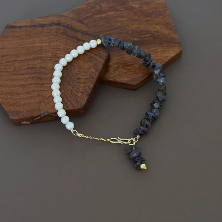 Omaya Raw Stone Pearl Bracelet