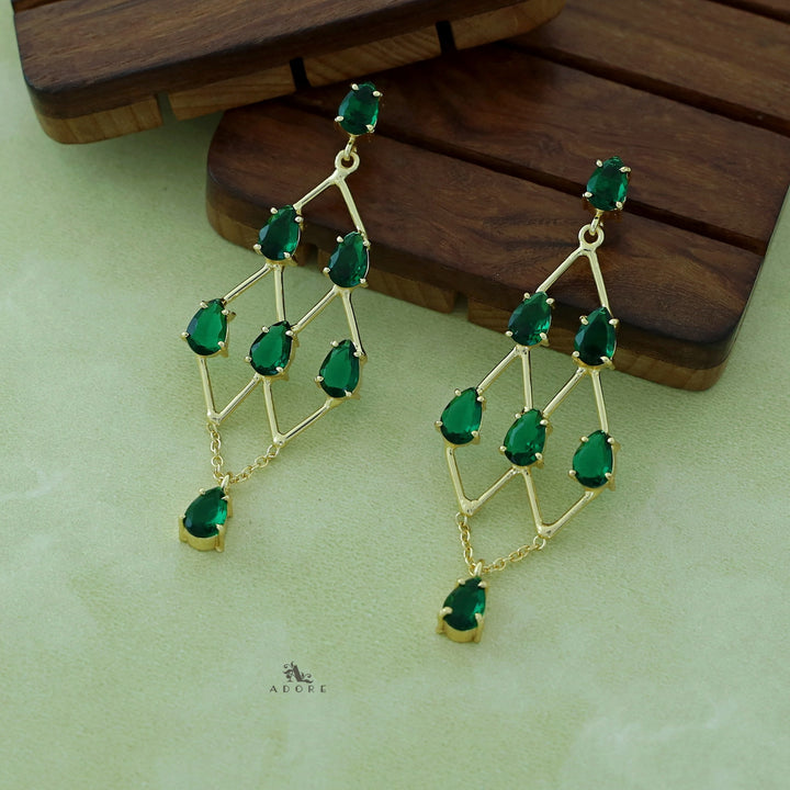 Lena Golden Drop Glossy Stone Earring