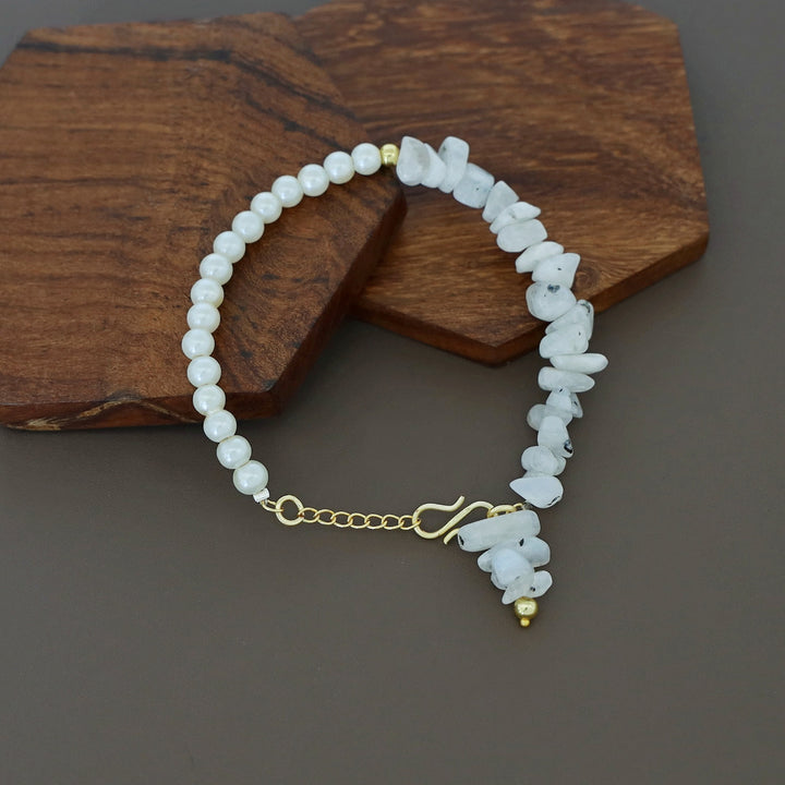 Omaya Raw Stone Pearl Bracelet