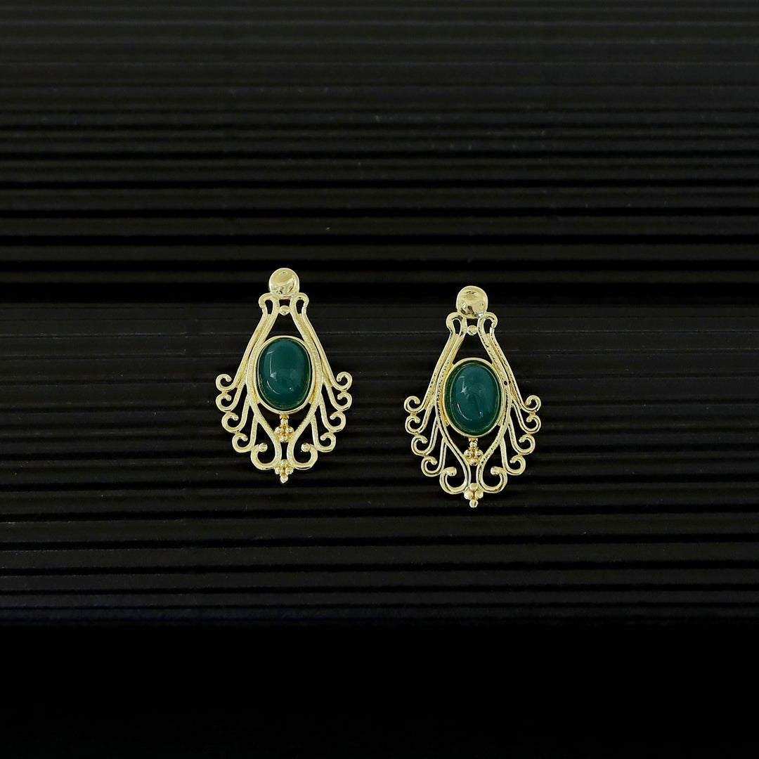 Uthra Golden Glossy Stone Earring