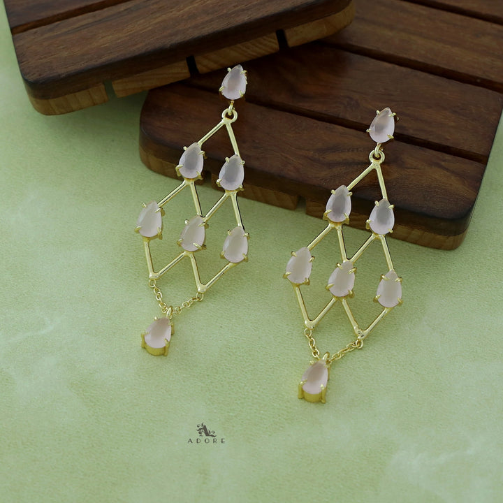 Lena Golden Drop Glossy Stone Earring