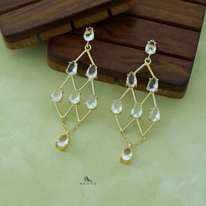 Lena Golden Drop Glossy Stone Earring
