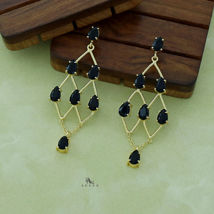 Lena Golden Drop Glossy Stone Earring