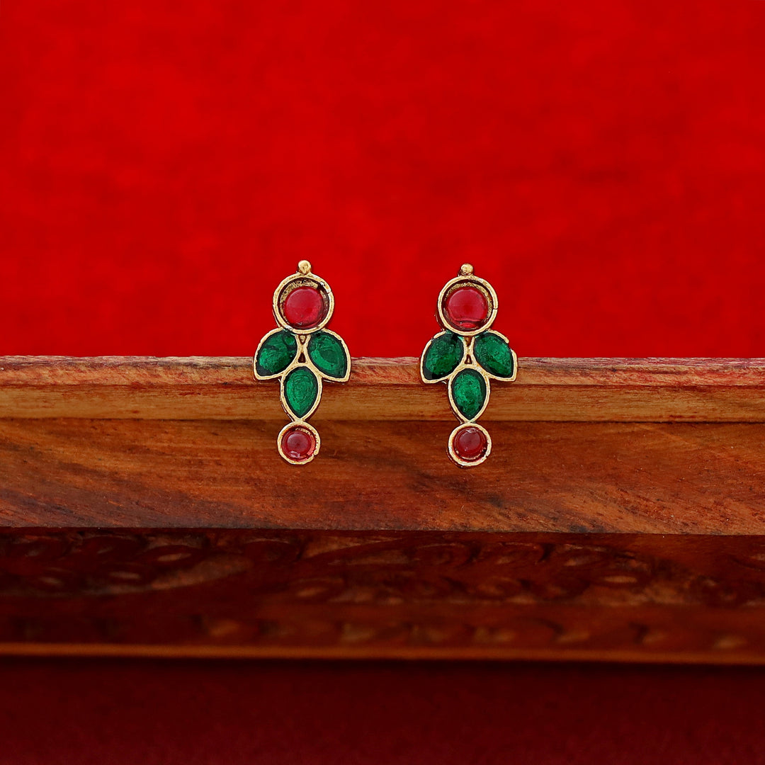 Ganga Enamel Drop Circle Short Neckpiece With Earring