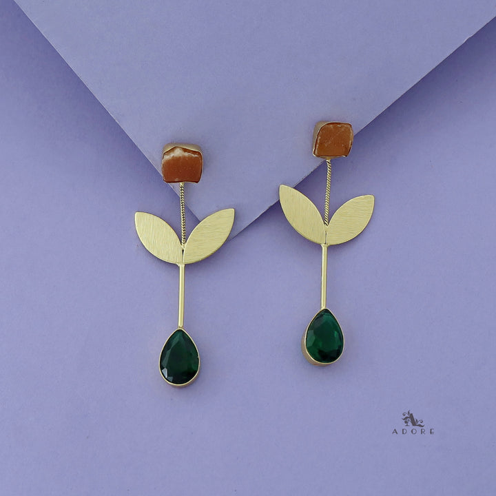 Nora Multicolour Raw Stone + Drop Glossy Stone Earring
