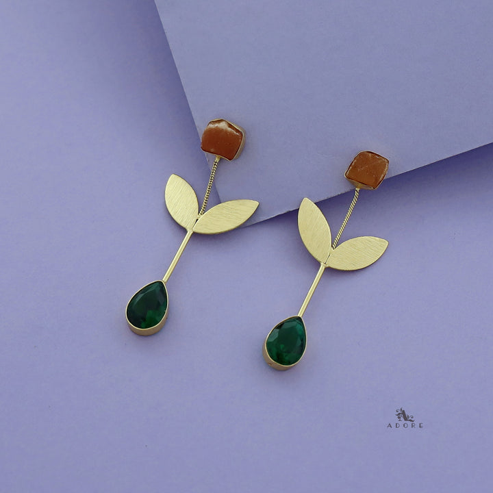 Nora Multicolour Raw Stone + Drop Glossy Stone Earring