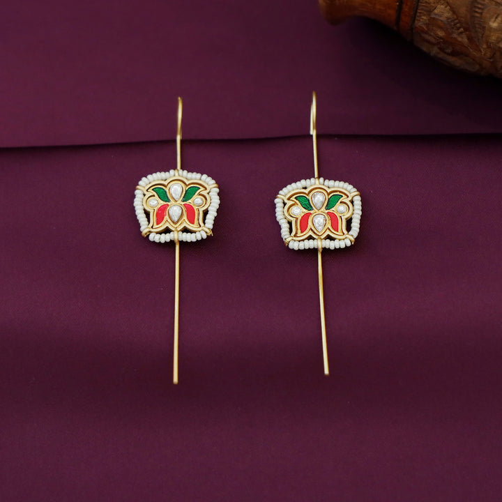 Simrath Enamel Pearl Lotus Ear-Cuff (Set Of 2)