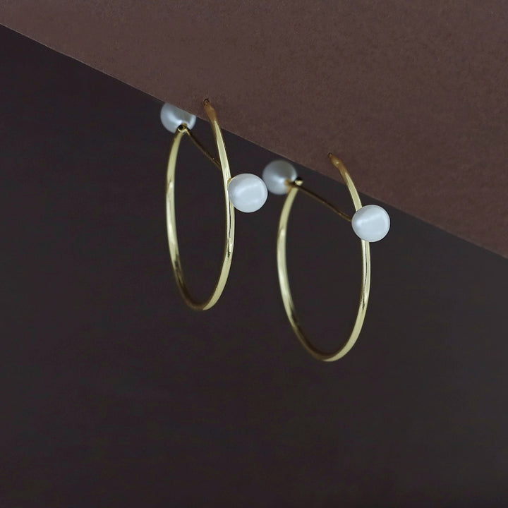 Sosha Golden Dual Pearl Hoop Earring