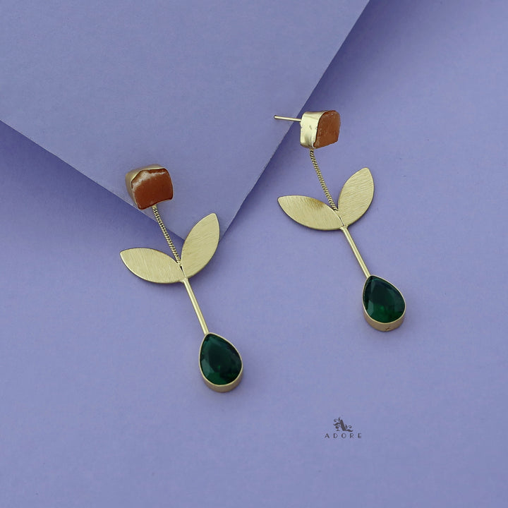 Nora Multicolour Raw Stone + Drop Glossy Stone Earring