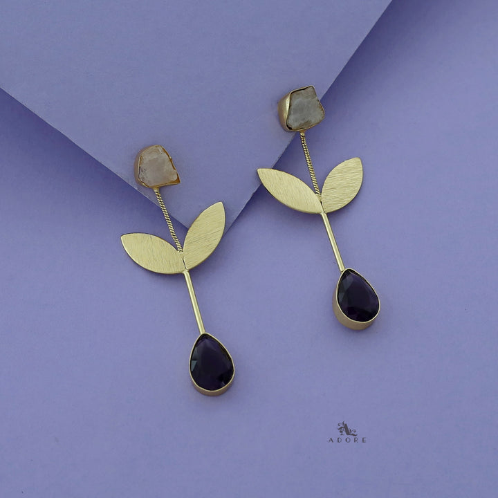 Nora Multicolour Raw Stone + Drop Glossy Stone Earring