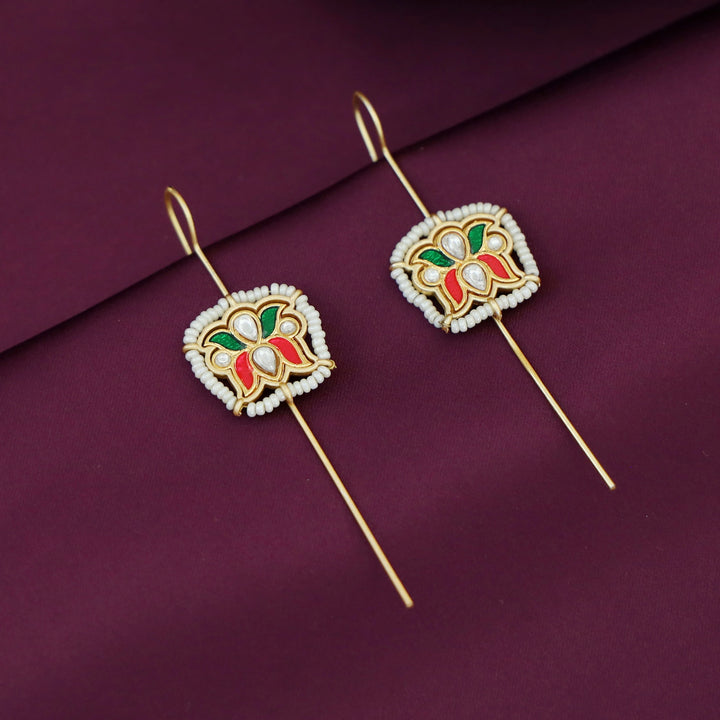 Simrath Enamel Pearl Lotus Ear-Cuff (Set Of 2)