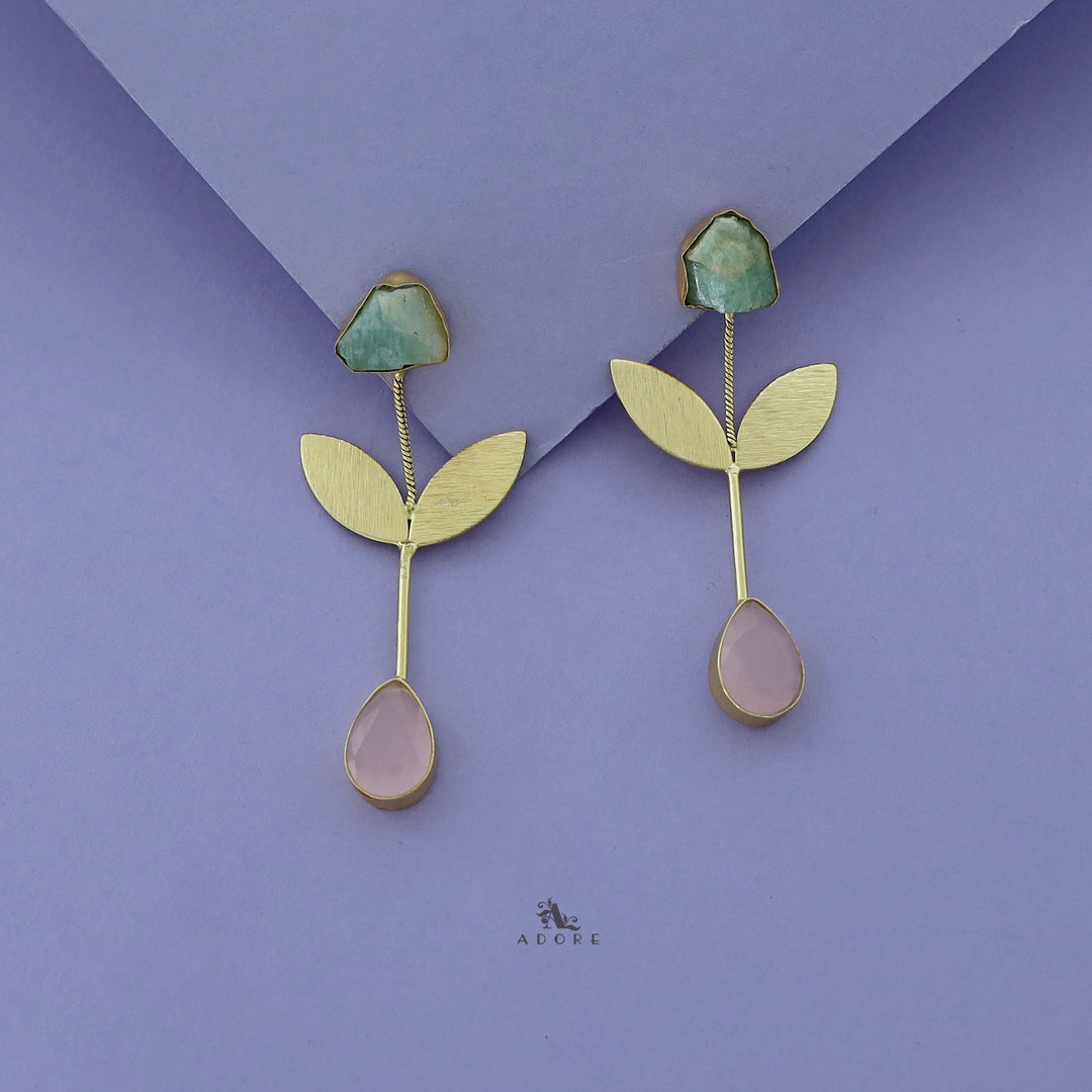 Nora Multicolour Raw Stone + Drop Glossy Stone Earring