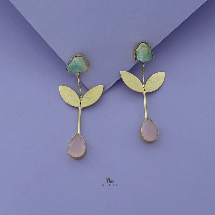 Nora Multicolour Raw Stone + Drop Glossy Stone Earring