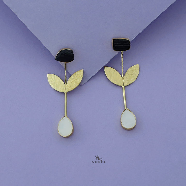 Nora Multicolour Raw Stone + Drop Glossy Stone Earring