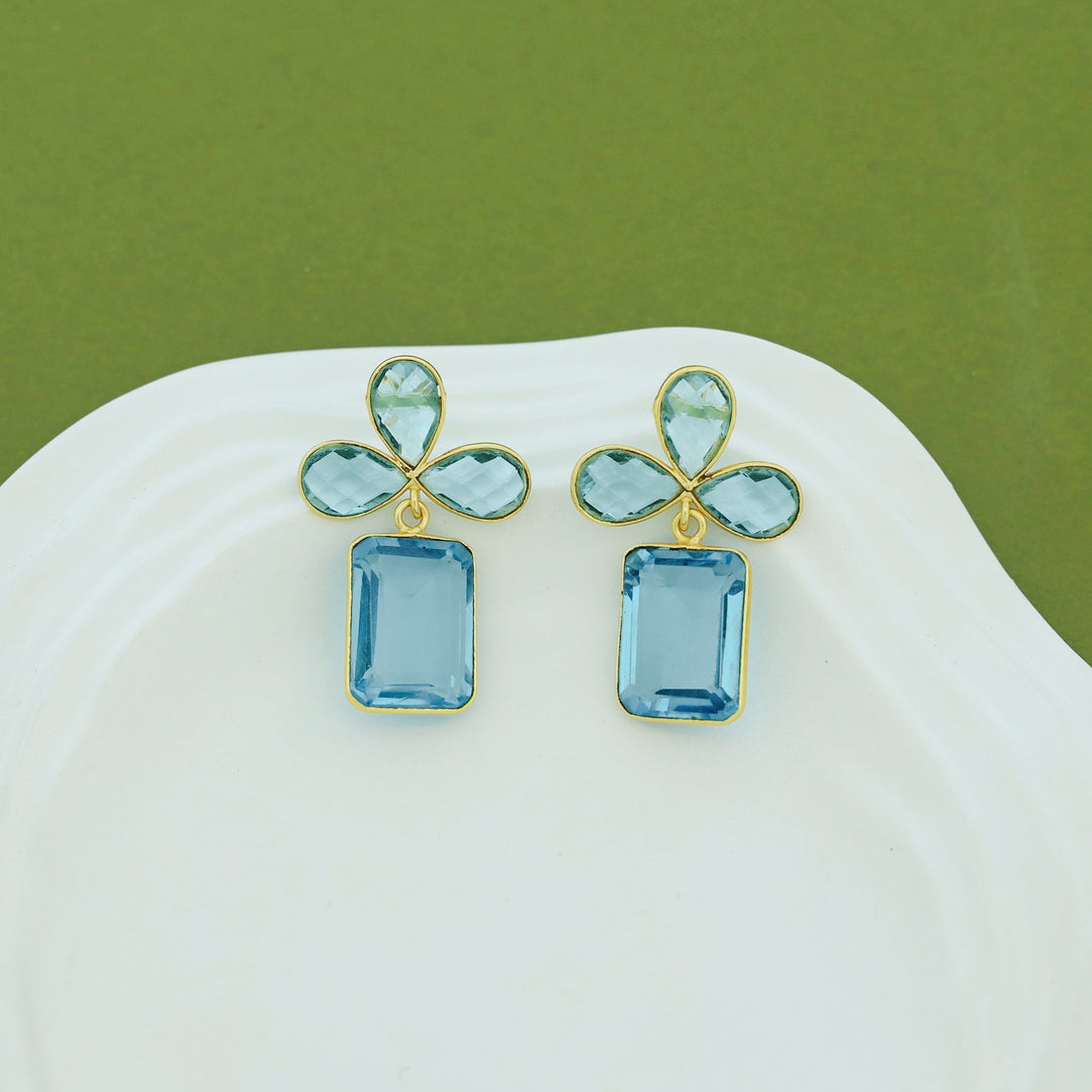 Tavisha Half Flower Rectangle Glossy Earring