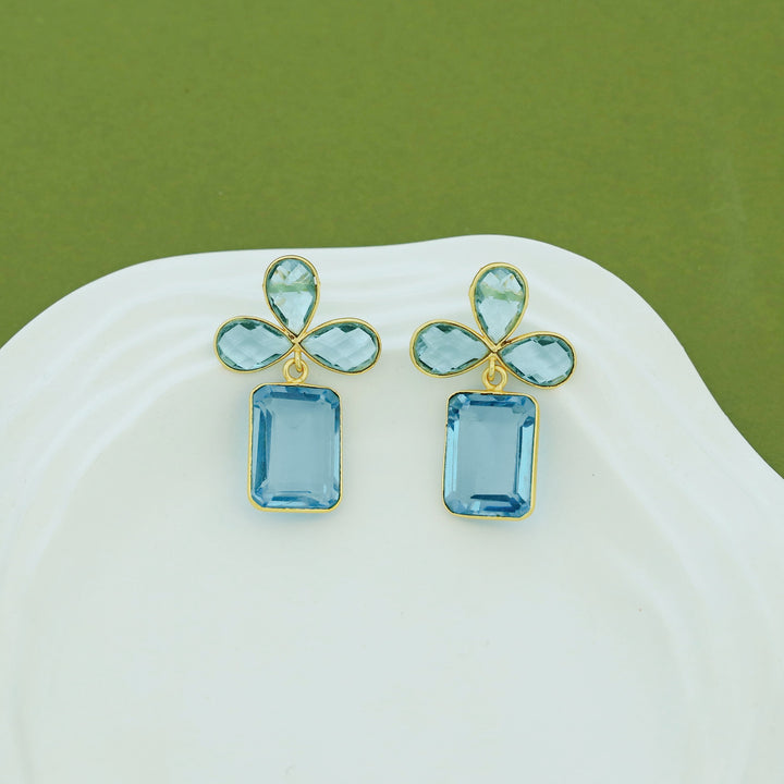 Tavisha Half Flower Rectangle Glossy Earring