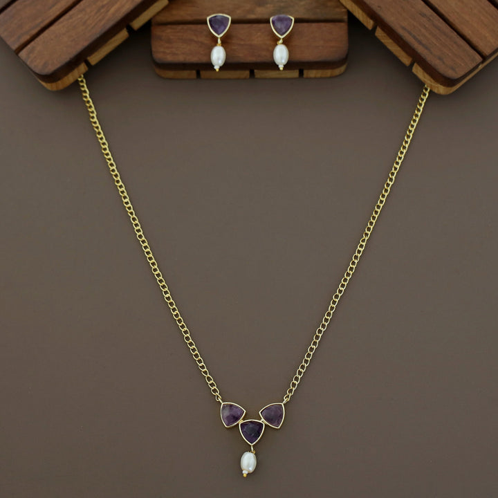 Eesha Golden Glossy Pearl Neckpiece