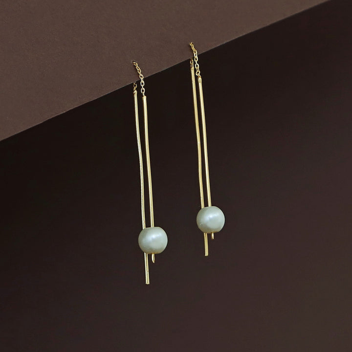 Fizana Golden Pearl Needle And Thread Earring