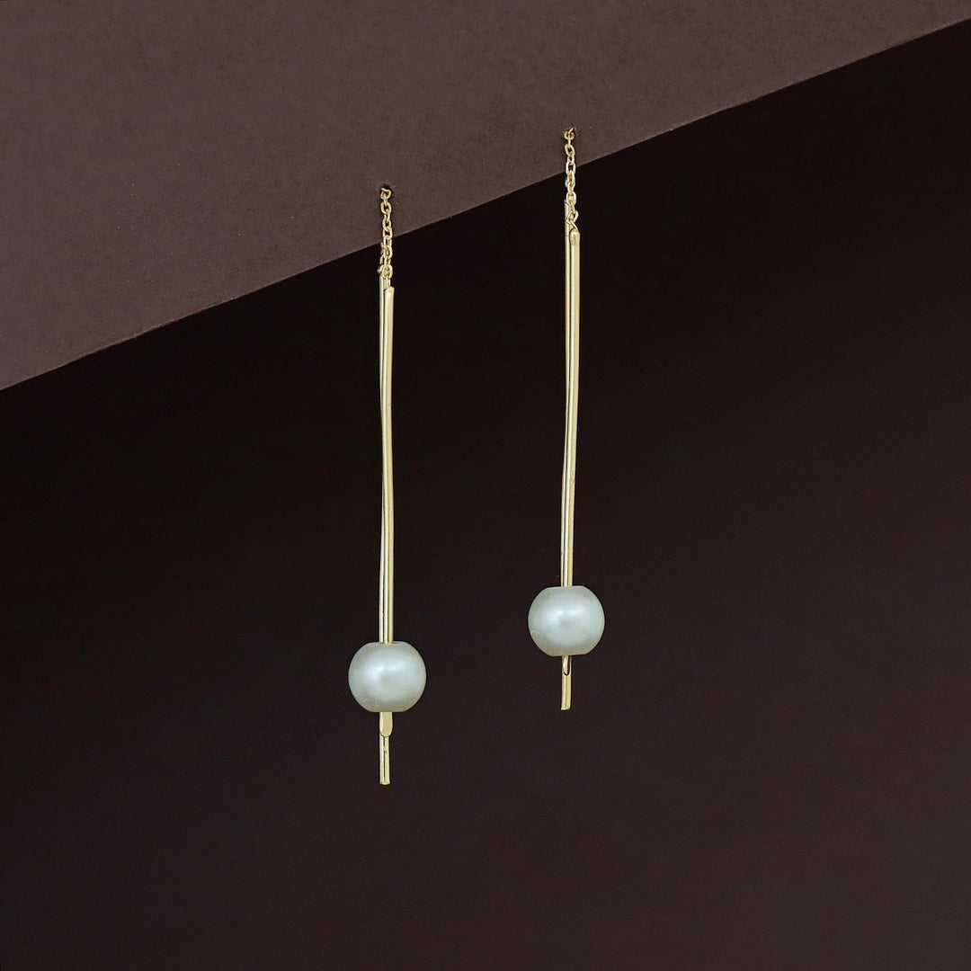 Fizana Golden Pearl Needle And Thread Earring