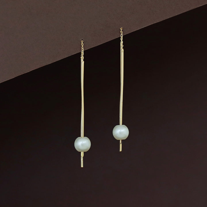 Fizana Golden Pearl Needle And Thread Earring