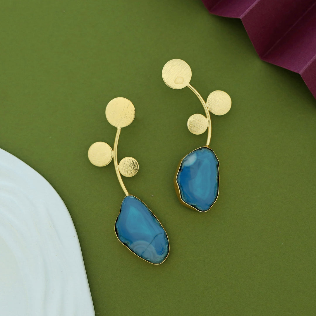 Ella Textured Circle Leaf Agate Earring
