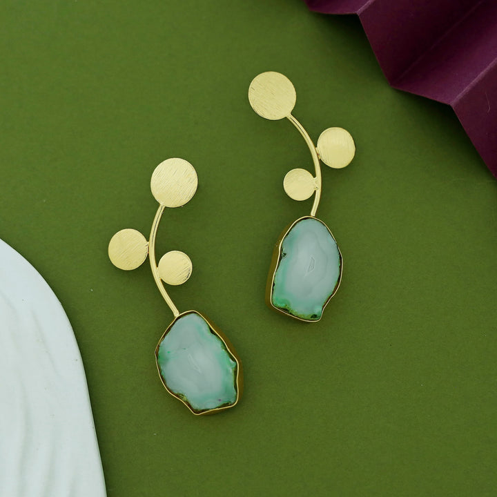 Ella Textured Circle Leaf Agate Earring