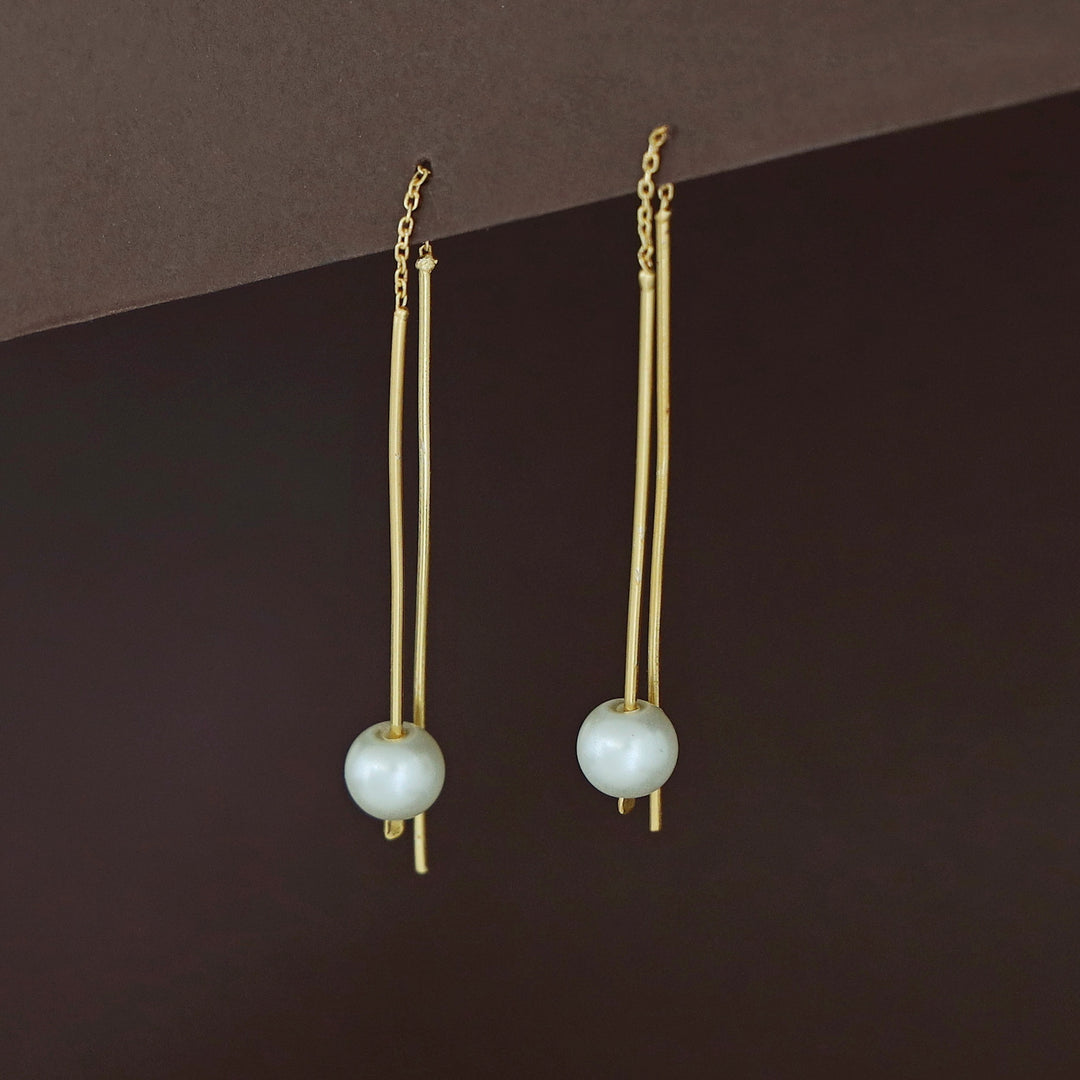 Fizana Golden Pearl Needle And Thread Earring