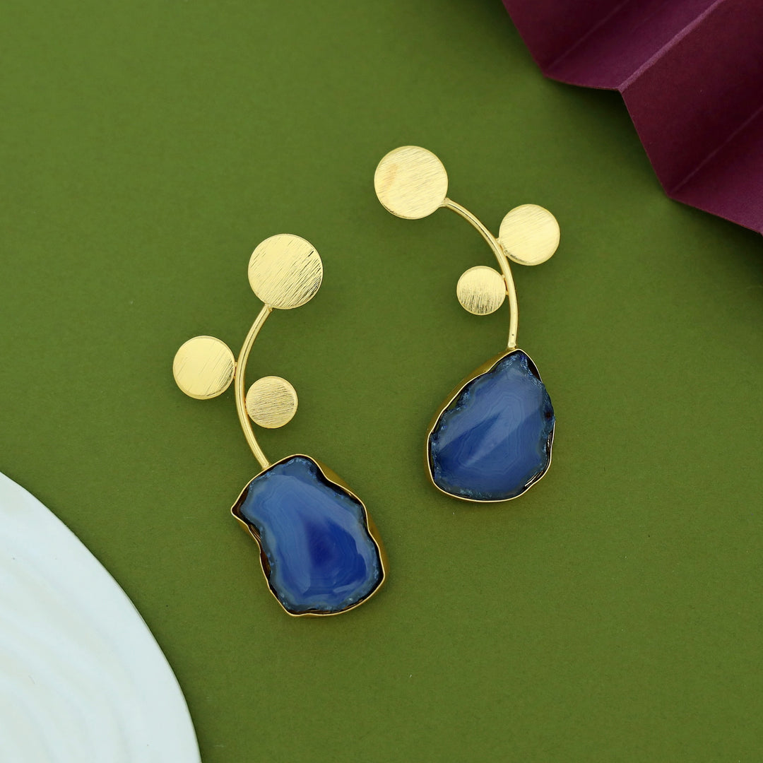 Ella Textured Circle Leaf Agate Earring