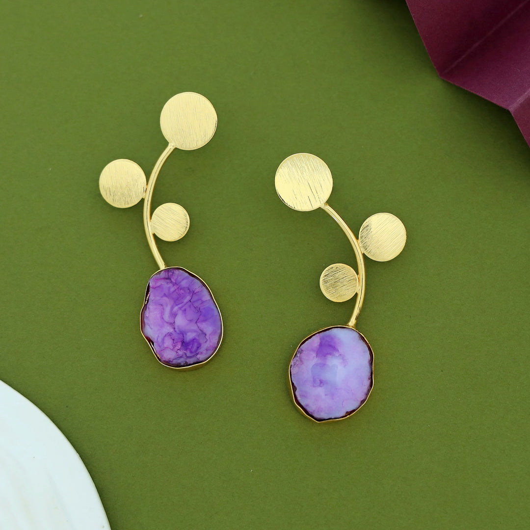 Ella Textured Circle Leaf Agate Earring