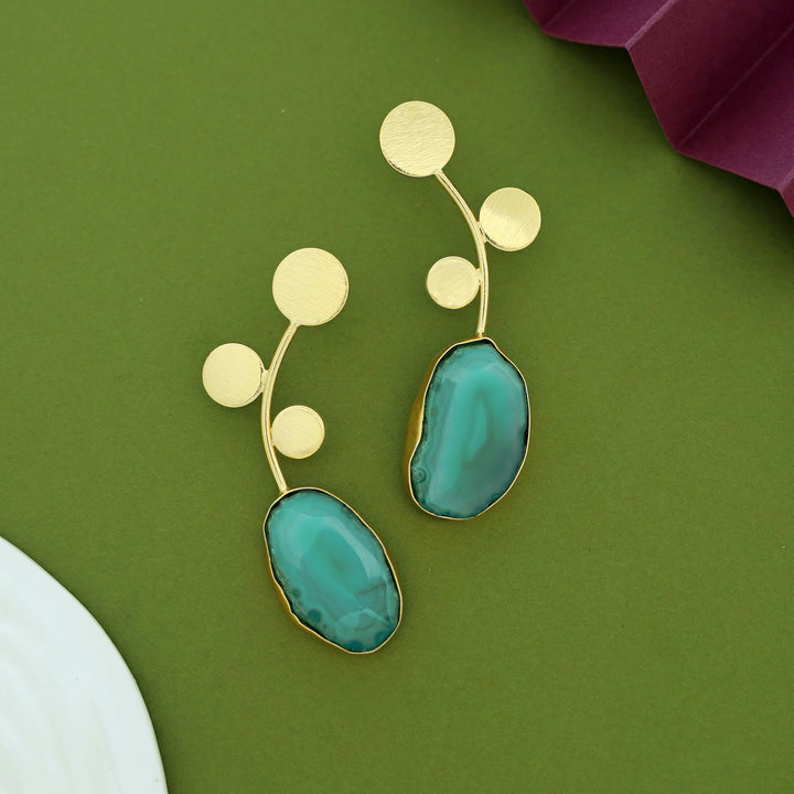 Ella Textured Circle Leaf Agate Earring