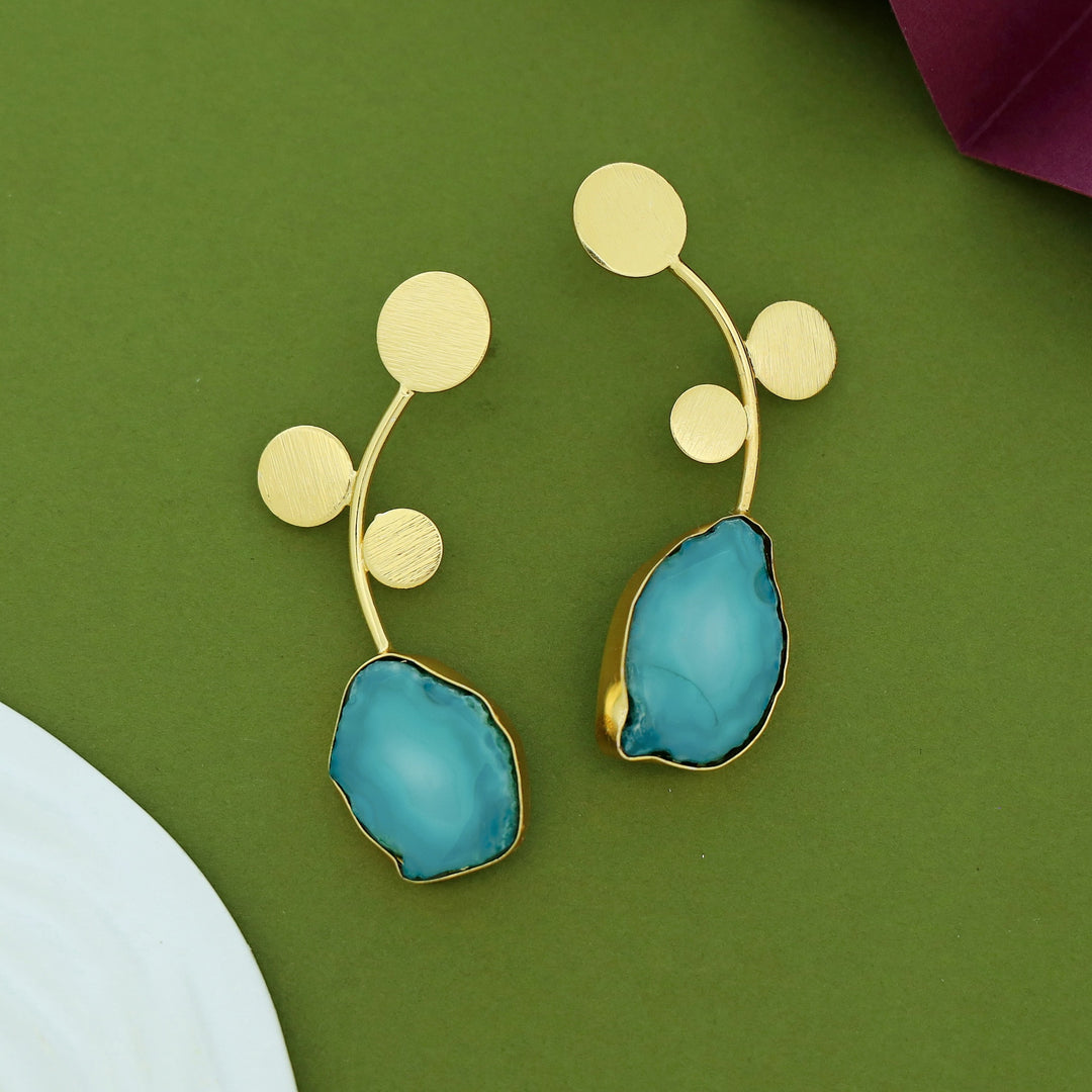 Ella Textured Circle Leaf Agate Earring
