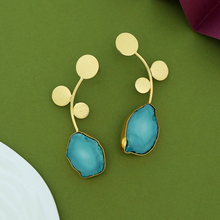 Ella Textured Circle Leaf Agate Earring