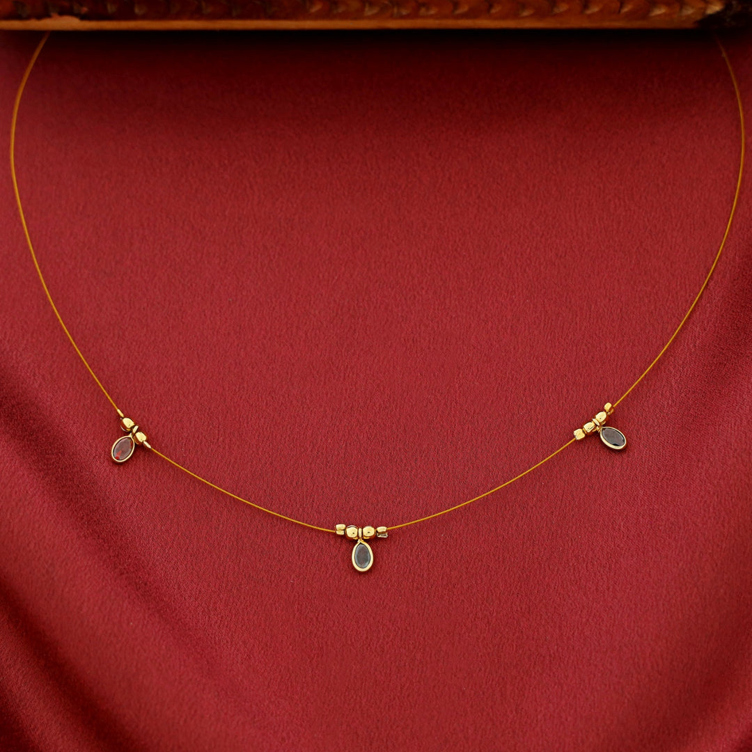 Esha Oval Glossy Stone String Neckpiece