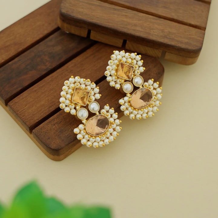 Nimora Dual Glossy Cluster Pearl Earring