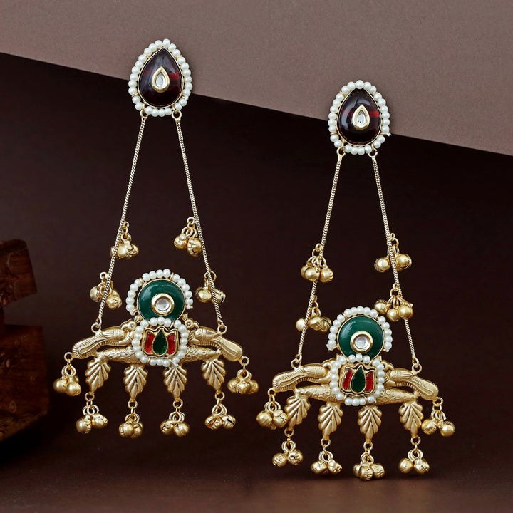 Lotus Ghungroo Kashmiri Hanging Earring