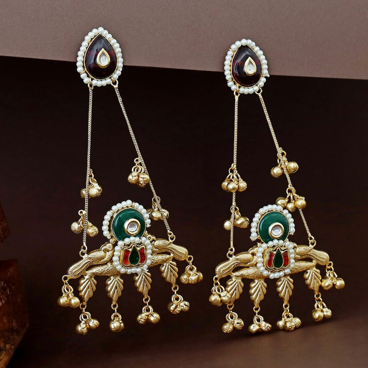 Lotus Ghungroo Kashmiri Hanging Earring