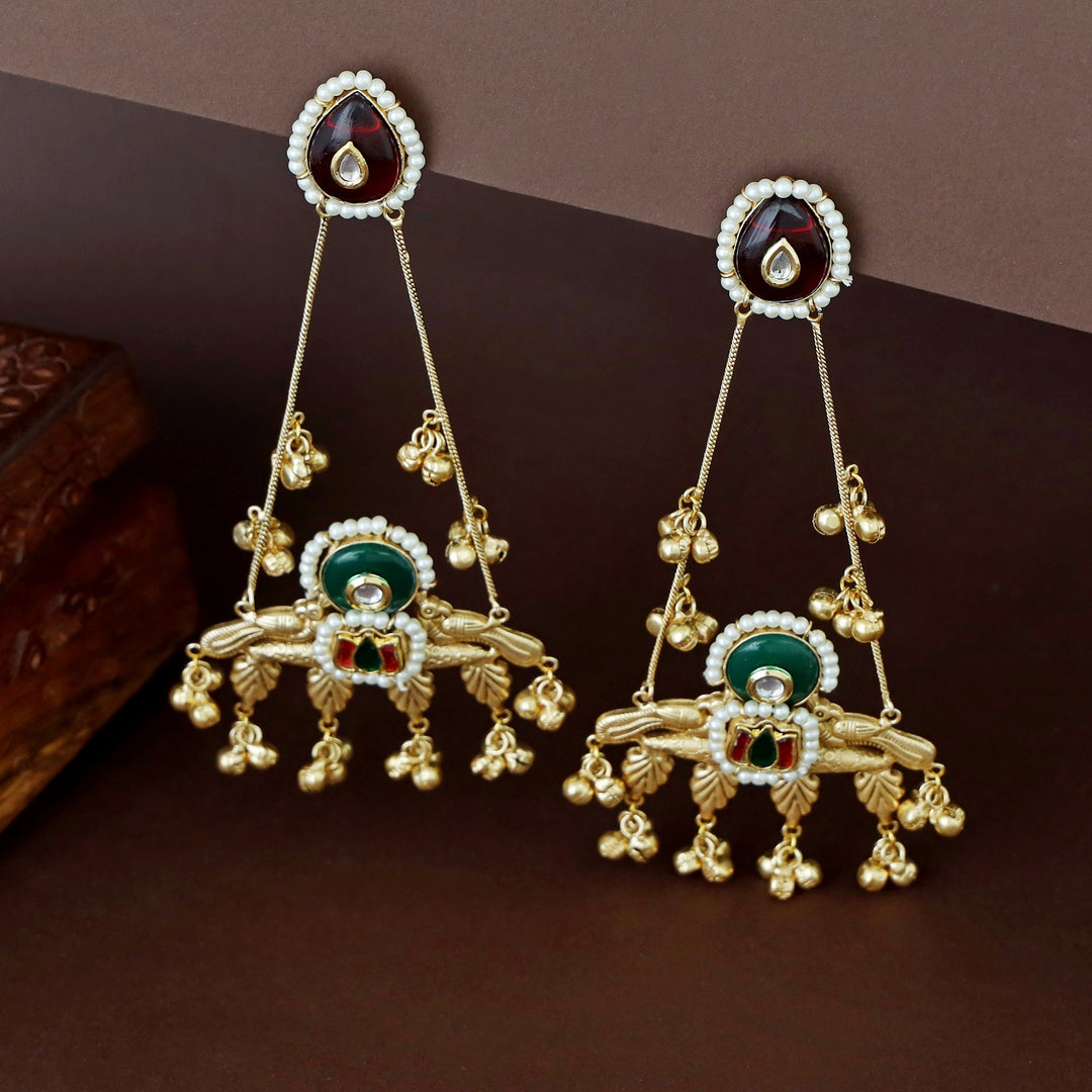 Lotus Ghungroo Kashmiri Hanging Earring