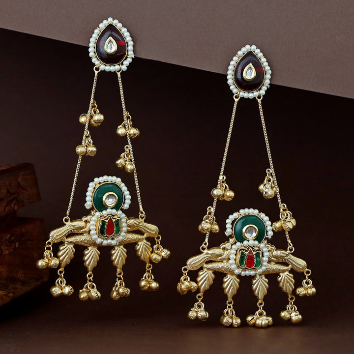 Lotus Ghungroo Kashmiri Hanging Earring