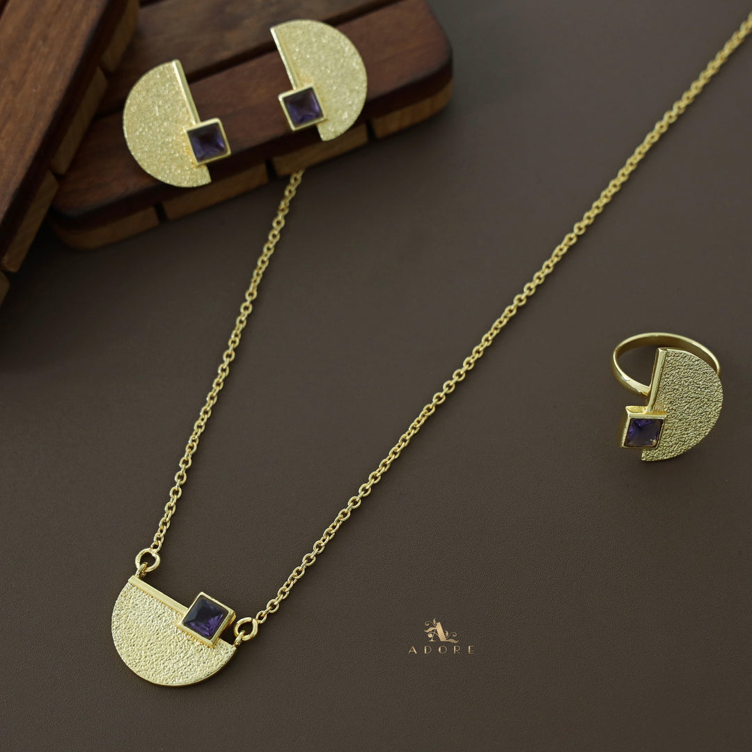 Golden Textured Semi Circle And Square Glossy Combo