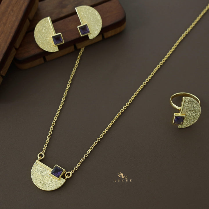 Golden Textured Semi Circle And Square Glossy Combo