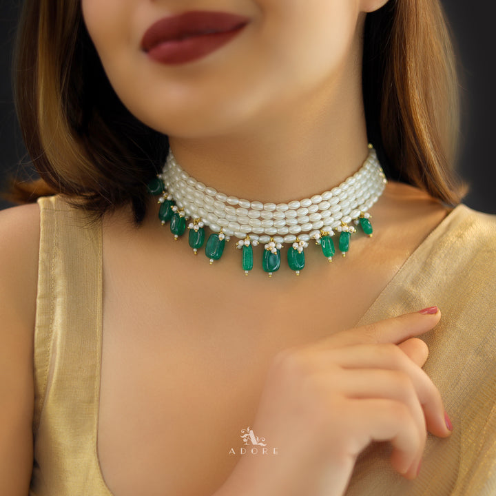 5 Layer Rice Pearl Beaded Choker