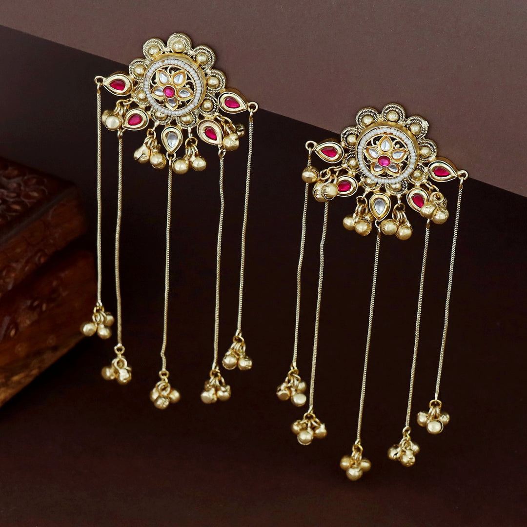 Shivali Flower Kundan Hanging Ghungroo Kashmiri Earring